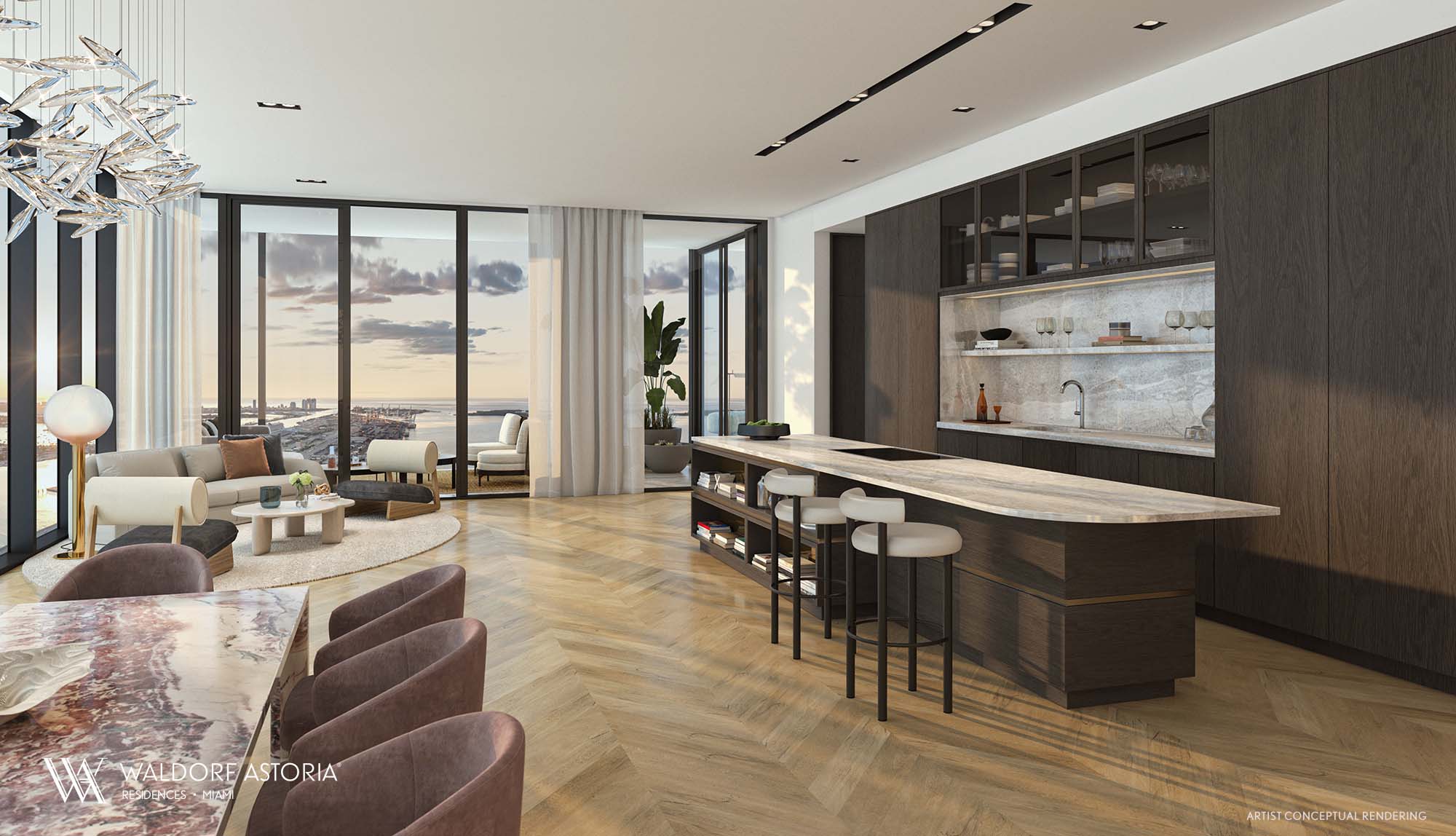Sky Residence living and kitchen